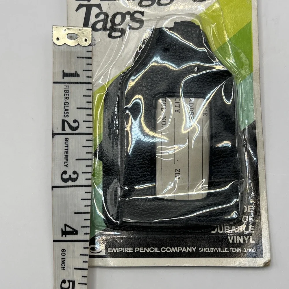 VTG 1979 Empire Pencil Company Vinyl Luggage Tags Black‎ NOS Sealed Travel
